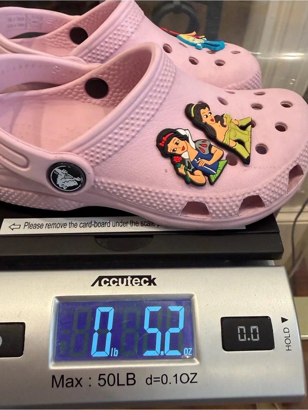 CROCS Kids Light Pink Clogs with Disney Princess Charms C10